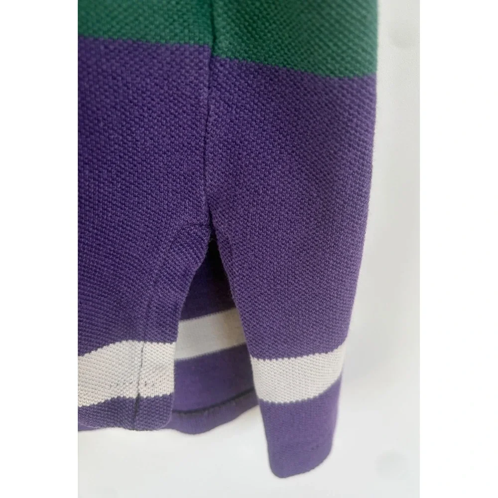 Vintage Polo Ralph Lauren Striped Polo Shirt Mens XL Purple White Cotton‎ Pique